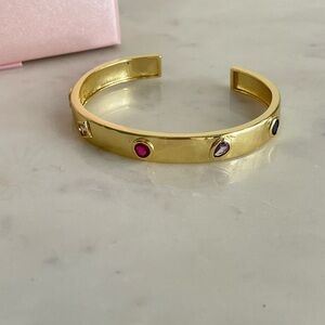 Gold Cuff Bracelet with Multicolor Stones